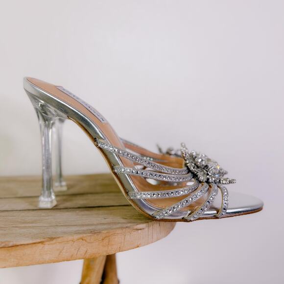 Steve Madden Pamola Rhinestone Heels Sandals Silver Glam Gatsby Party sz 7.5 NEW - Picture 3 of 10